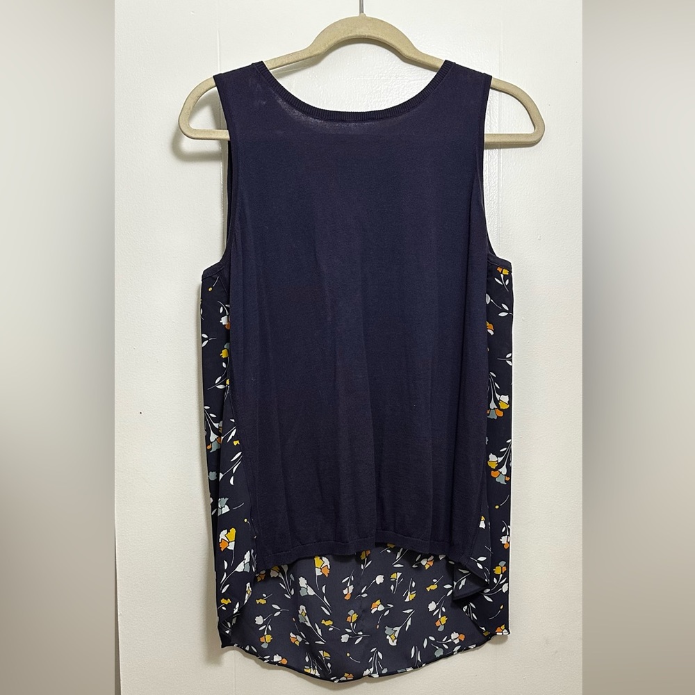 Loft Top with Floral Blouse Back Detailing